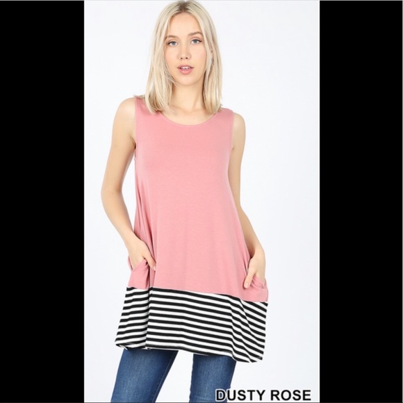 💐🌺Long Dual Construct Tank with Pockets🌺 - Picture 1 of 4